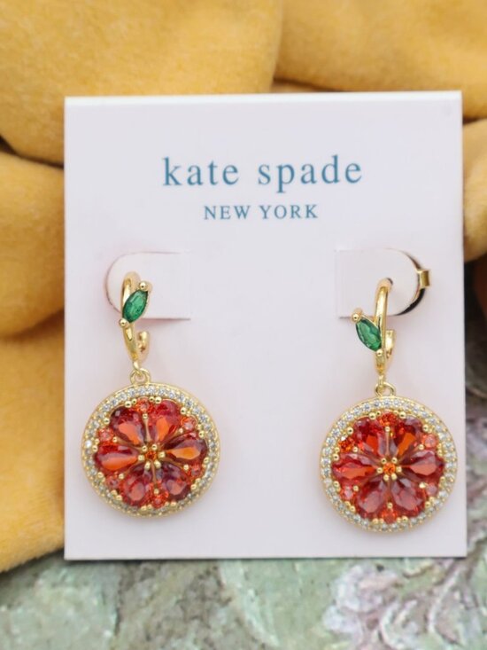 Kate Spade Jewelry - Kate Spade Sweet Citrus Gold Orange Earrings Gold NEW